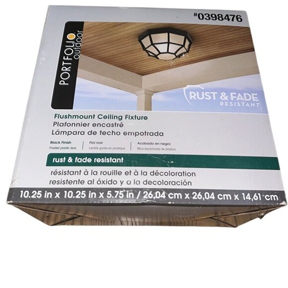 Portfolio 0398476 Decorative Outdoor Flush Mount Ceiling Fixture/Light 10.25 in - Picture 1 of 4